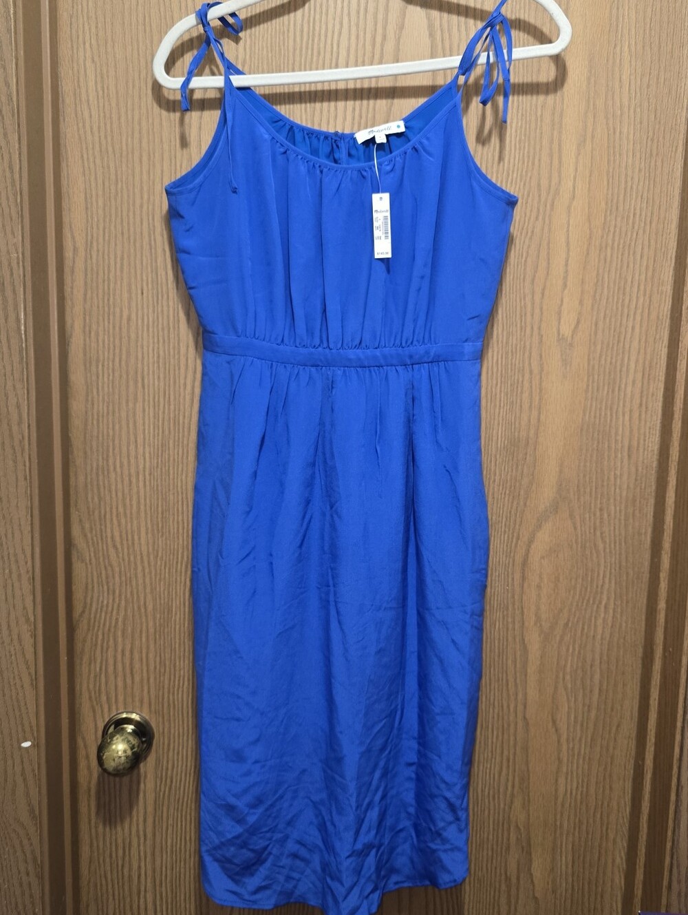 NWT Madewell Skyway Cami Silk Dress Royal Blue Minimalist Slip Midi Sz 6 $145